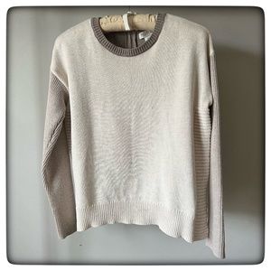 RACHEL ZOE Tricolor Crewneck Knitted Sweater in beige shades